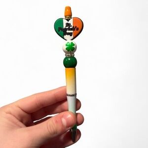 St. Patrick's Day Irish Flag Heart Custom BeadedPen-Comes With One Extra Pen Ref